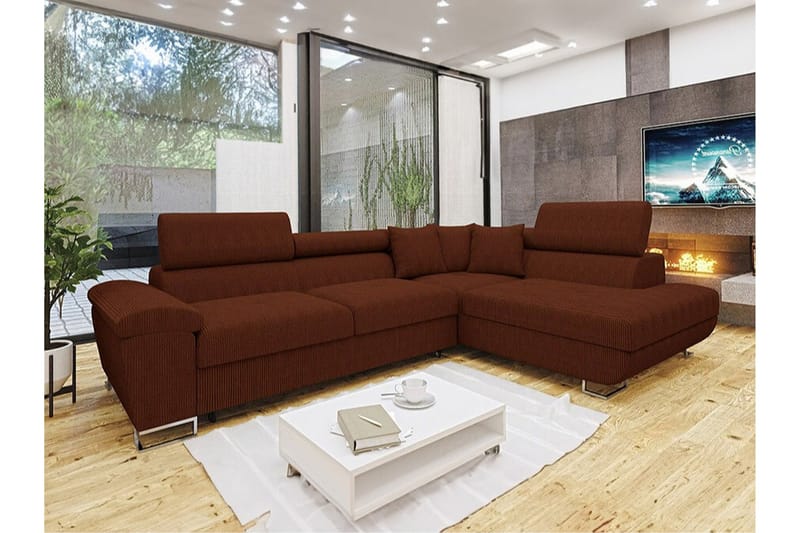 Reginia 3-seters Hjørnesovesofa - Brun - Møbler - Sofaer - Sovesofaer