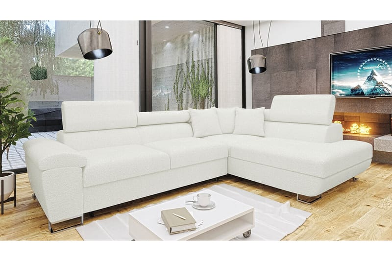 Reginia 3-seters Hjørnesovesofa - Hvit - Møbler - Sofaer - Sovesofaer