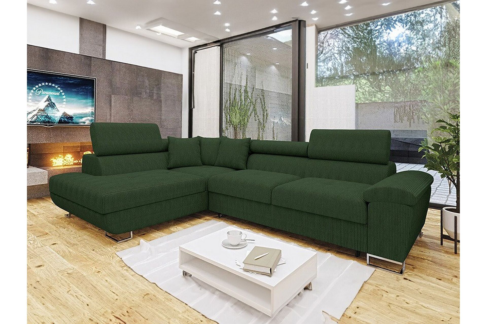 Reginia 3-seters Hjørnesovesofa - Mørkegrønn - Møbler - Sofaer - Sovesofaer