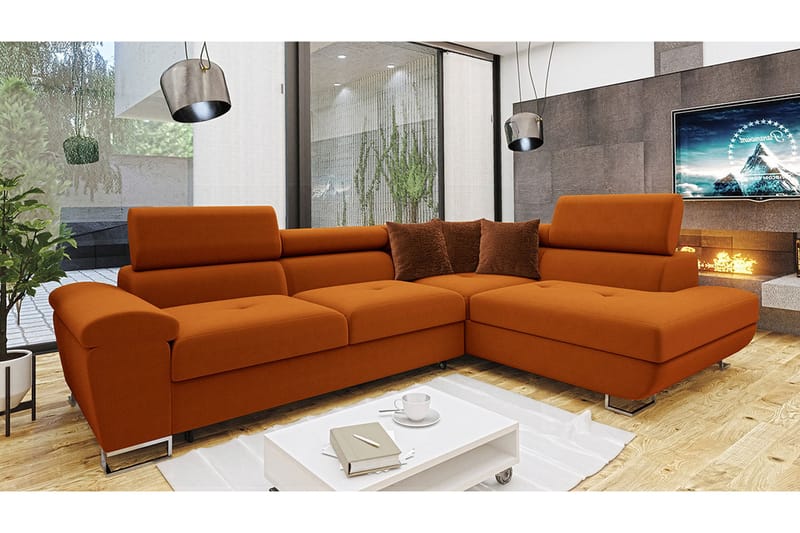 Reginia 3-seters Hjørnesovesofa - Oransje - Møbler - Sofaer - Sovesofaer