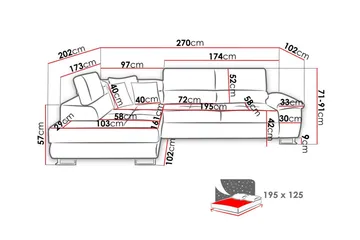 Reginia 3-seters Hjørnesovesofa - Møbler - Sofaer - Sovesofaer