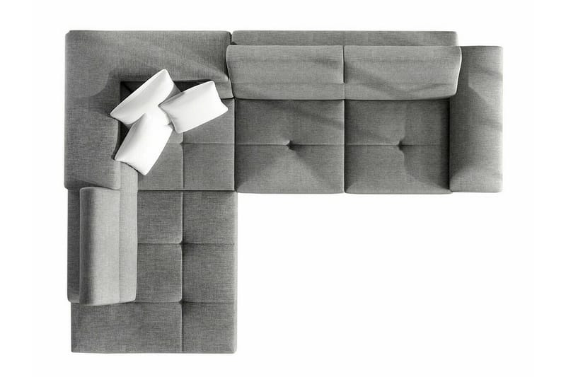 Reginia 3-seters Venstrevendt Hjørnesovesofa 125x195 cm med Oppbevaring - Grå - Møbler - Sofaer - Sovesofaer
