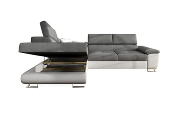 Reginia 3-seters Venstrevendt Hjørnesovesofa 125x195 cm med Oppbevaring - Kremhvit - Møbler - Sofaer - Sovesofaer