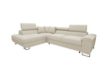 Reginia 3-seters Venstrevendt Hjørnesovesofa 125x195 cm med Oppbevaring - Kremhvit - Møbler - Sofaer - Sovesofaer
