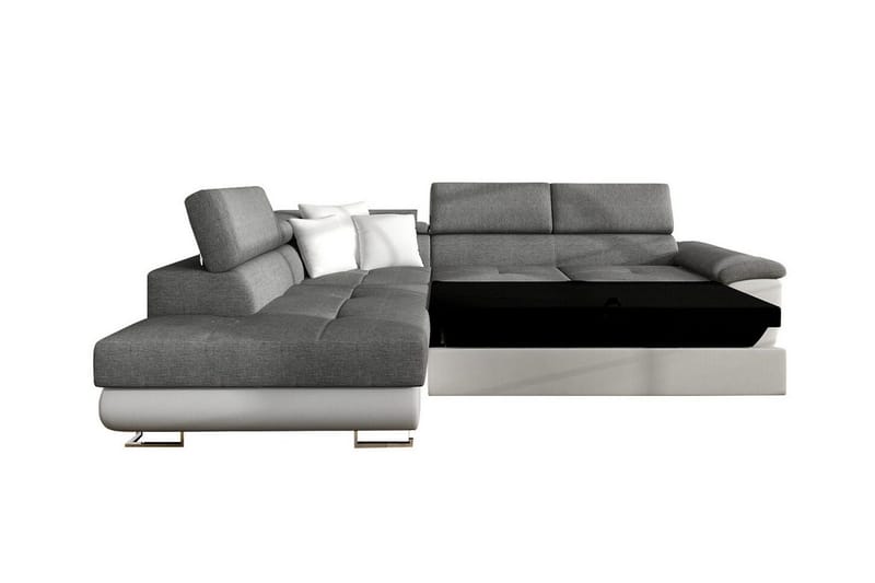 Reginia 3-seters Venstrevendt Hjørnesovesofa 125x195 cm med Oppbevaring - Kremhvit - Møbler - Sofaer - Sovesofaer
