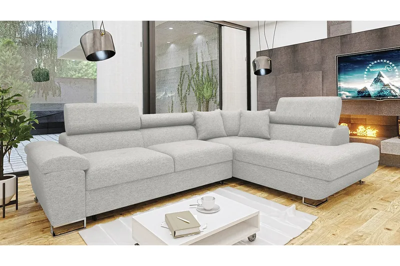 Reginia 3-sits Hörnbäddsoffa Ljusgrå - Møbler - Sofaer - Sovesofaer