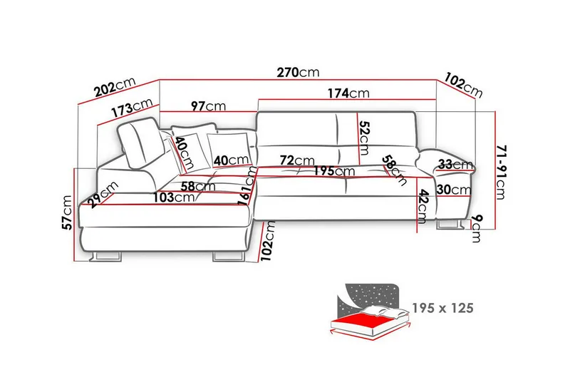 Reginia 3-sits Hörnbäddsoffa Ljusgrå - Møbler - Sofaer - Sovesofaer