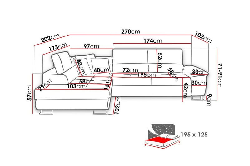 Reginia 3-sits Hörnbäddsoffa Ljusgrå - Møbler - Sofaer - Sovesofaer