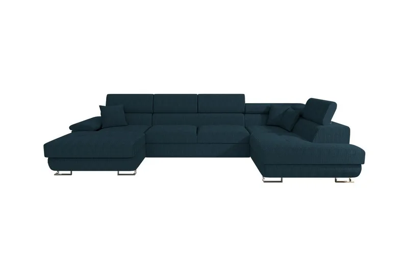 Reginia 4-seter Hjørnesovesofa 125x270 cm med Oppbevaring i Manchesterstoff, Blå