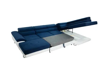 Reginia 4-seter Hjørnesovesofa 125x270 cm med Oppbevaring i Manchesterstoff - Blå - Møbler - Sofaer - Sovesofaer