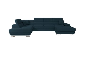 Reginia 4-seter Hjørnesovesofa 125x270 cm med Oppbevaring i Manchesterstoff - Blå - Møbler - Sofaer - Sovesofaer