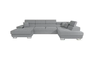 Reginia 4-seter Hjørnesovesofa 125x270 cm med Oppbevaring i Manchesterstoff - Grå - Møbler - Sofaer - Sovesofaer