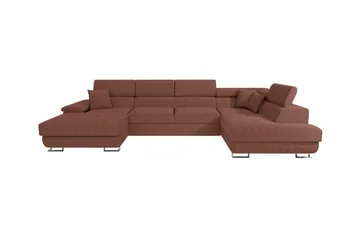 Reginia 4-seter U-formet Hjørnesovesofa med Oppbevaring i Stoff - Terrakotta - Møbler - Sofaer - Sovesofaer