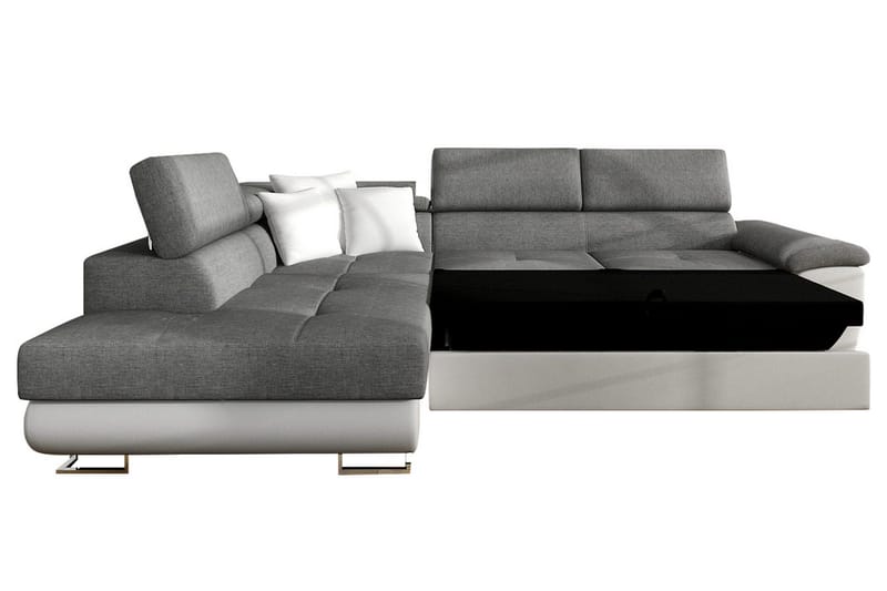 Reginia 4-seter Venstrevendt Sovesofa 125x195 cm med Oppbevaring i Fløyel - Beige - Møbler - Sofaer - Sovesofaer