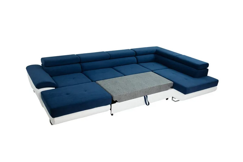 Reginia 4-seters Hjørnesovesofa 125x270 cm med Lift Up Oppbevaring i Mansjestertøy - Marineblå - Møbler - Sofaer - Sovesofaer