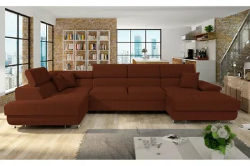 Reginia 4-seters Hjørnesovesofa 125x270 cm med Oppbevaring i Kordfløyel - Brun - Møbler - Sofaer - Sovesofaer