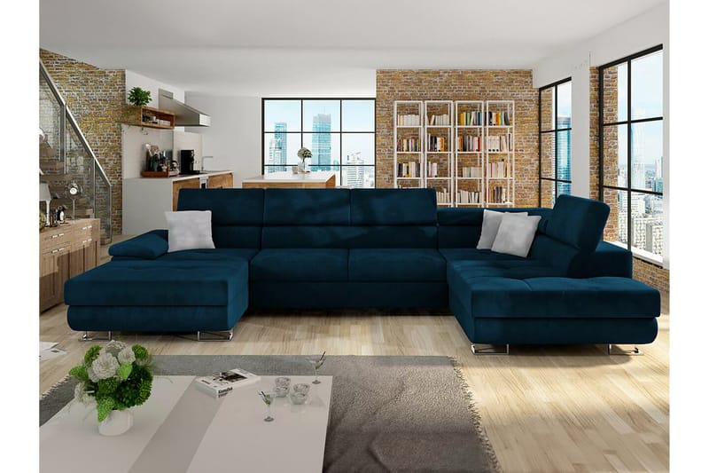 Reginia 4-seters Hjørnesovesofa 375 cm - Mørkeblå - Møbler - Sofaer - Sovesofaer