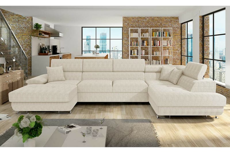 Reginia 4-seters Hjørnesovesofa - Beige - Møbler - Sofaer - Sovesofaer