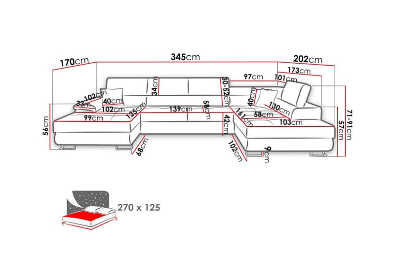 Reginia 4-seters Hjørnesovesofa - Beige - Sovesofaer - Hjørnesovesofa