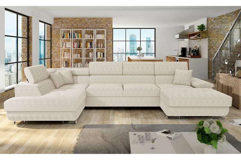 Reginia 4-seters Hjørnesovesofa - Beige/Lys Beige - Sovesofaer - Hjørnesovesofa