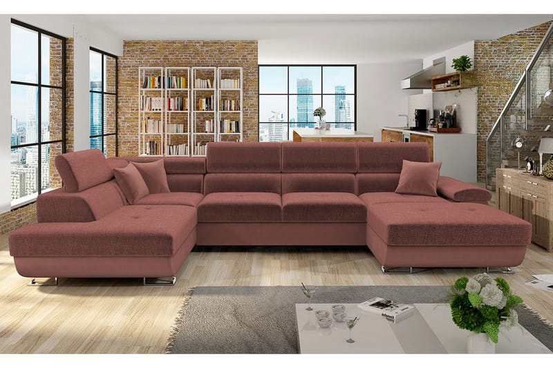 Reginia 4-seters Hjørnesovesofa - Lyse brun - Møbler - Sofaer - Sovesofaer