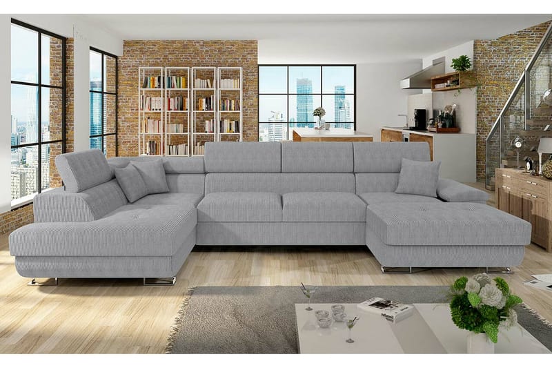 Reginia 4-seters Hjørnesovesofa - Lysegrå - Møbler - Sofaer - Sovesofaer