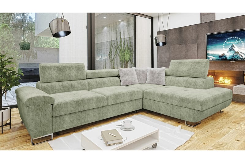 Reginia 4-seters Hjørnesovesofa - Lysegrønn - Møbler - Sofaer - Sovesofaer