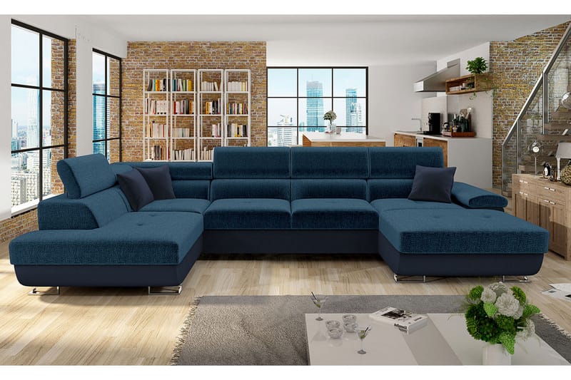 Reginia 4-seters Hjørnesovesofa - Mørkeblå - Møbler - Sofaer - Sovesofaer