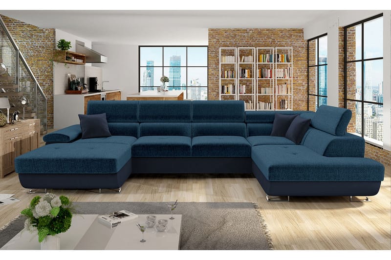 Reginia 4-seters Hjørnesovesofa - Mørkeblå - Møbler - Sofaer - Sovesofaer