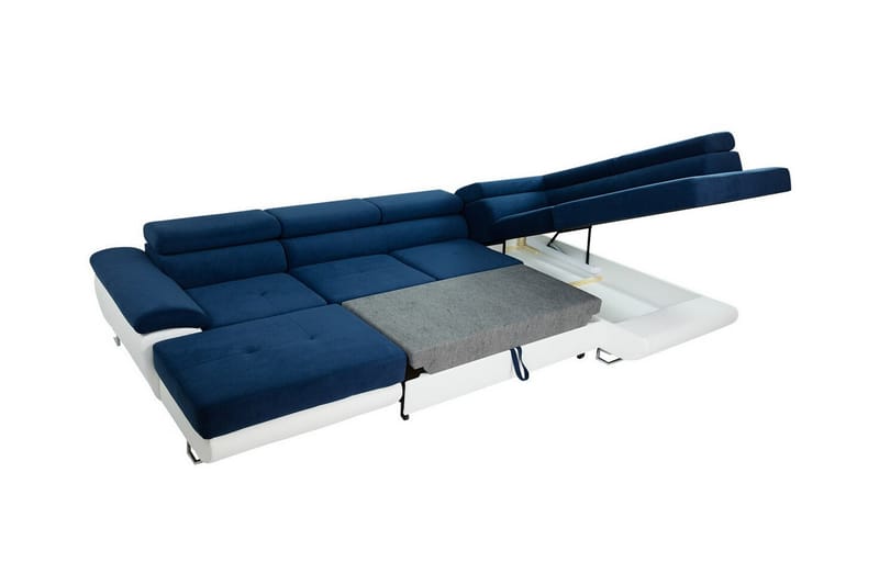 Reginia 4-seters Hjørnesovesofa - Mørkeblå/Hvit - Møbler - Sofaer - Sovesofaer