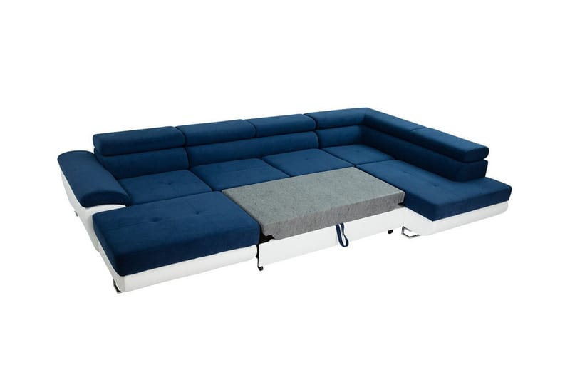 Reginia 4-seters Hjørnesovesofa - Mørkeblå/Hvit - Møbler - Sofaer - Sovesofaer
