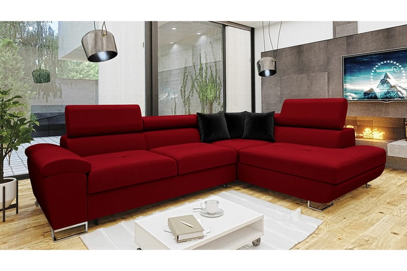 Reginia 4-seters Hjørnesovesofa - Rød - Møbler - Sofaer - Sovesofaer