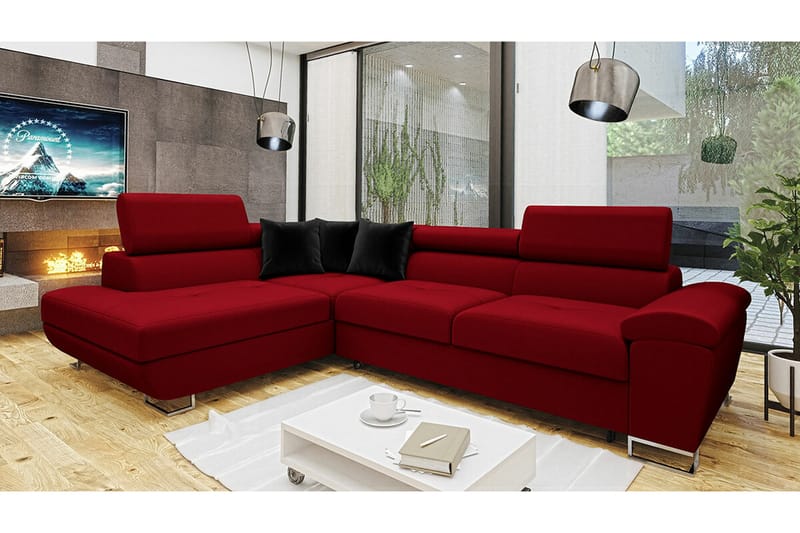 Reginia 4-seters Hjørnesovesofa - Rød - Møbler - Sofaer - Sovesofaer