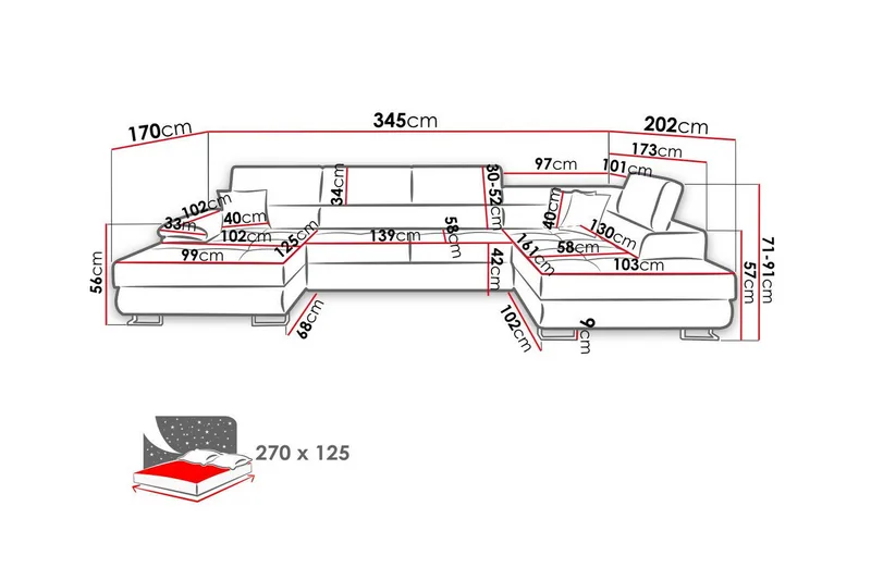 Reginia 4-seters Hjørnesovesofa - Møbler - Sofaer - Sovesofaer