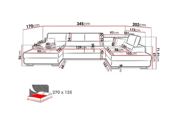 Reginia 4-seters Hjørnesovesofa - Møbler - Sofaer - Sovesofaer