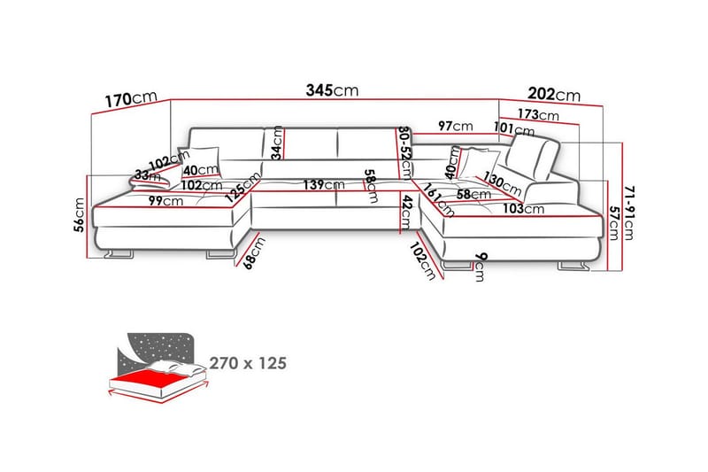 Reginia 4-seters Hjørnesovesofa - Møbler - Sofaer - Sovesofaer