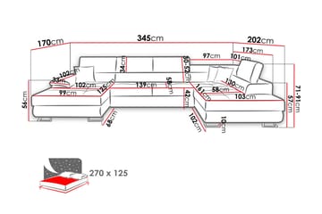 Reginia 5-seters Sovesofa Venstre - Rosa - Møbler - Sofaer - Sovesofaer