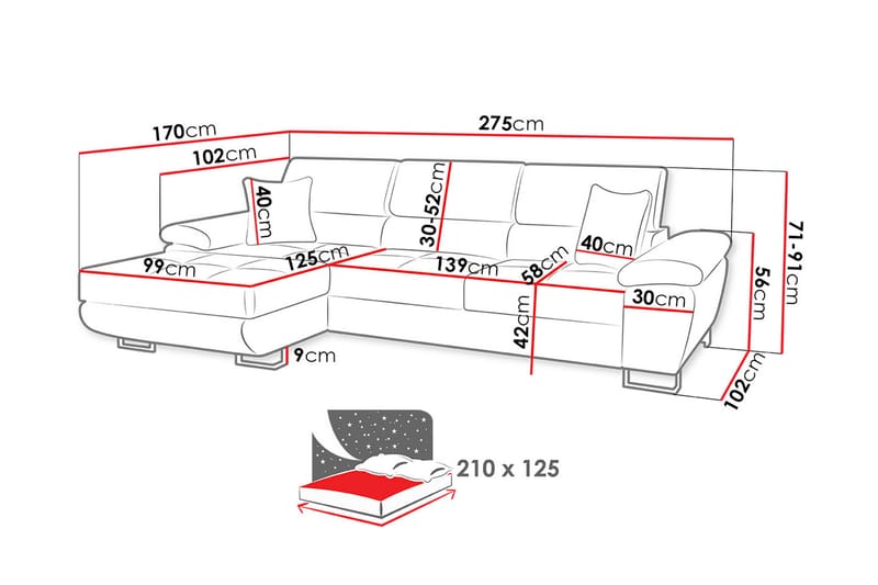 Reginia Mini Sovesofa m. Divan L-formet - Sovesofaer - Sovesofa divan