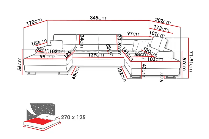 Reginia Sovesofa Med Divan Og Sjeselong 4-Seter - Grønn - Møbler - Sofaer - Sovesofaer