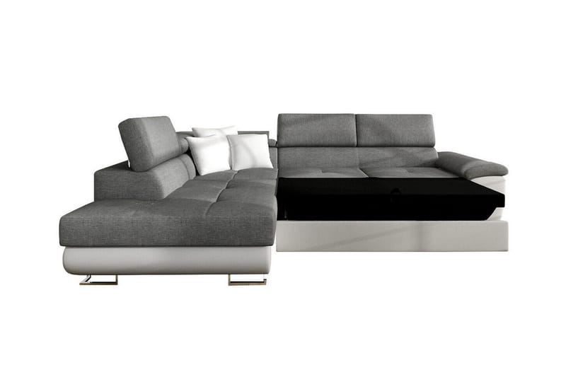 Reginia Venstrevendt Hjørnesovesofa 125x195 cm med Oppbevaring i Manchesterstoff - Blå - Møbler - Sofaer - Sovesofaer