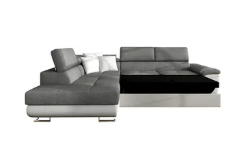 Reginia Venstrevendt Hjørnesovesofa 125x195 cm med Oppbevaring i Manchesterstoff - Brun - Møbler - Sofaer - Sovesofaer