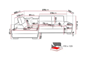 Reginia Venstrevendt Hjørnesovesofa 125x195 cm med Oppbevaring i Manchesterstoff - Brun - Møbler - Sofaer - Sovesofaer