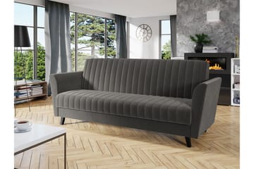 Rigberg 3-seter Kanalsydd Dyp Sovesofa med Oppbevaring i Stoff - Grå - Møbler - Sofaer - Sovesofaer