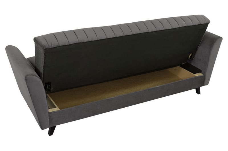Rigberg 3-seter Kanalsydd Dyp Sovesofa med Oppbevaring i Stoff - Grå - Møbler - Sofaer - Sovesofaer