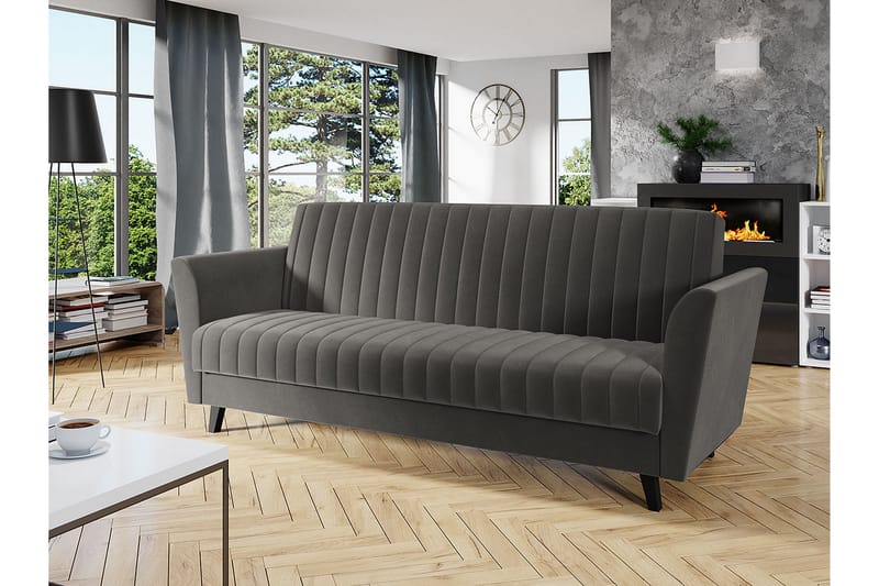 Rigberg Sofa - Grå - Sovesofaer - 4 seters sovesofa - Fløyel sofaer