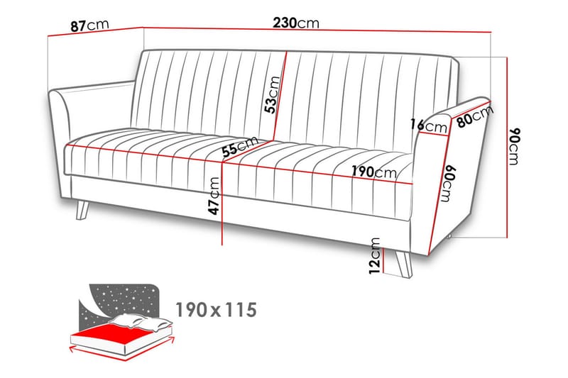 Rigberg Sofa - Grå - Møbler - Sofaer - Sovesofaer