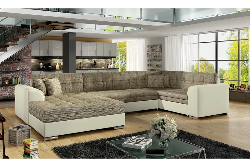 Rineta Sovesofa med Dobbeldivan - Beige - Møbler - Sofaer - Sovesofaer