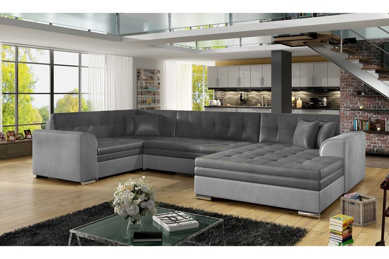 Rineta Sovesofa med Dobbeldivan - Grå - Møbler - Sofaer - Sovesofaer