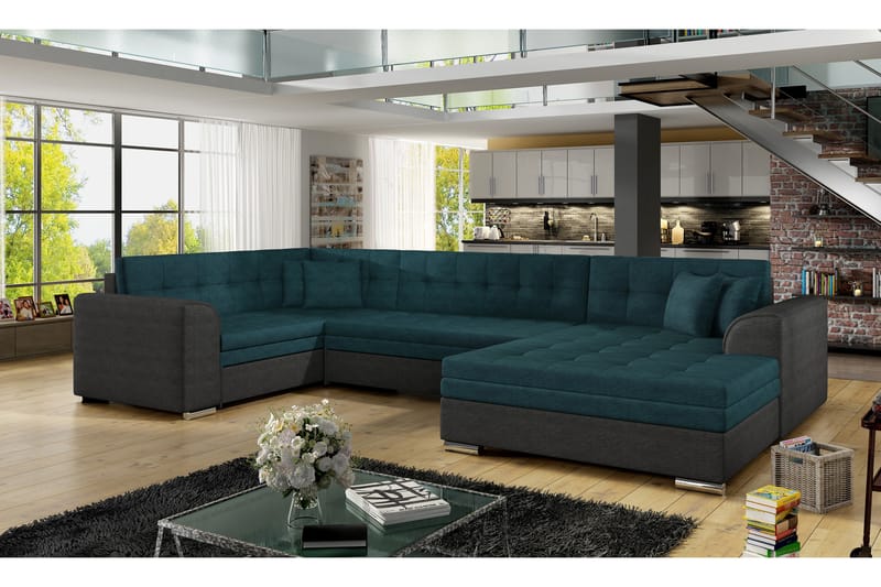 Rineta Sovesofa med Dobbeldivan - Grønn/Grå - Møbler - Sofaer - Sovesofaer