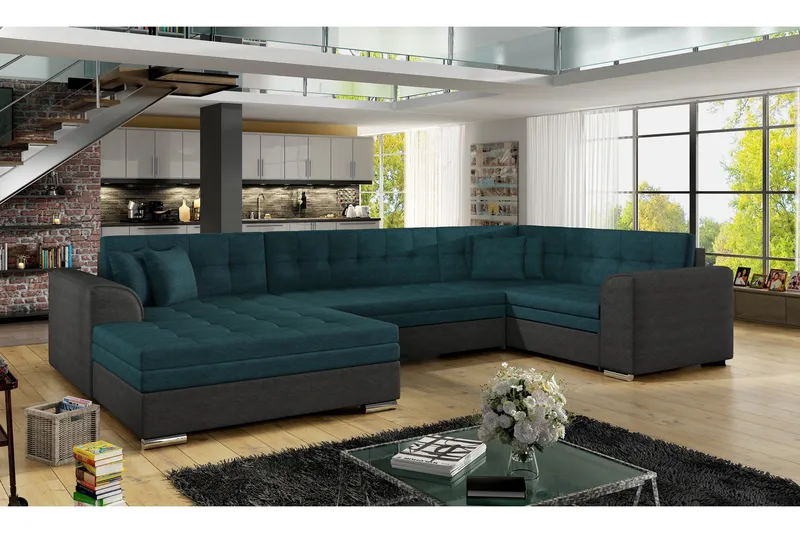 Rineta Sovesofa med Dobbeldivan, Grønn/Grå